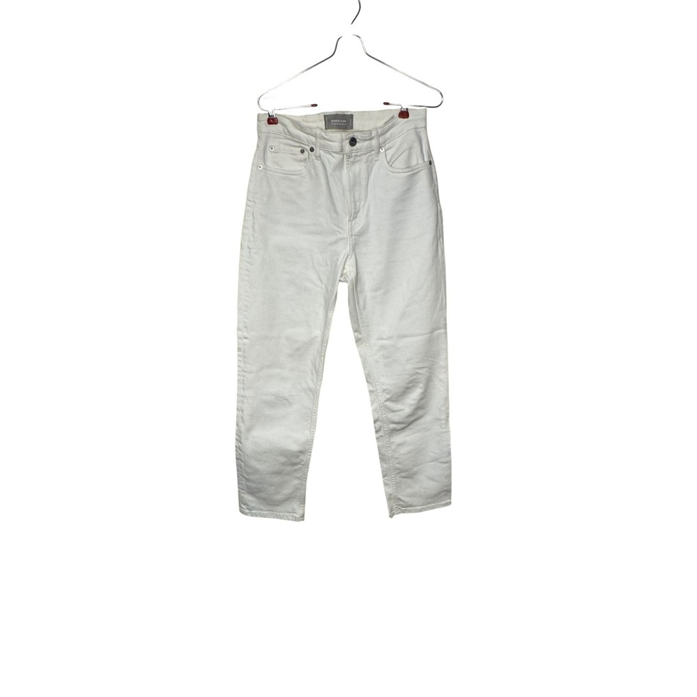 Everlane Women Jeans The High-Rise Straight Leg Ankle Denim Stretch White Sz. 27